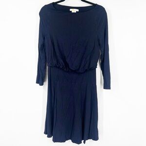 Boden Navy Long Sleeve Jersey Dress Boat Neck